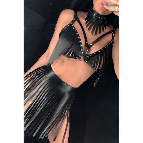 Püsküllü Etek, Sütyen ve Choker Takım