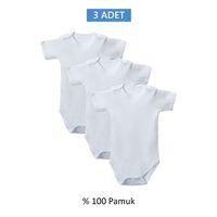 Beyaz Yarım Kol Body Zıbın 2-7 YAŞ Çocuklar İçin (3 ADET) Alttan Çıtçıtlı Özel Gereksinimli