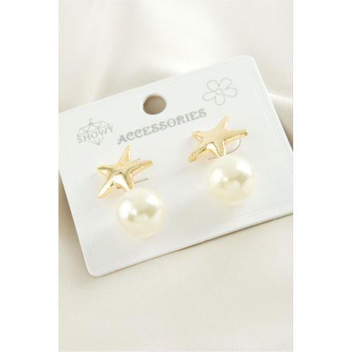 Yıldız Metal İnci Küpe