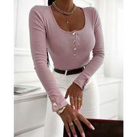 Kadın Uzun Kollu Yakadan Açık Ve Düğme Detaylı Kaşkorse Bluz