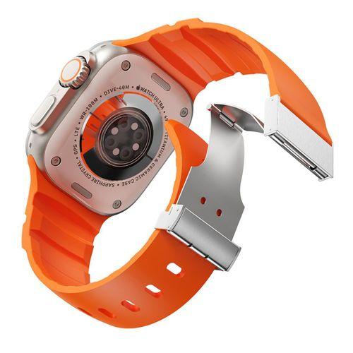 Apple Watch 44mm Zore KRD-145 Metal Tokalı Silikon Kordon
