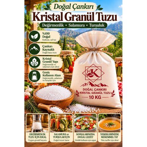 Doğal Çankırı Kristal Granül Kaya Tuzu 10 KG Değirmenlik Salamura Turşuluk