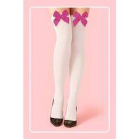 Fuşya Fiyonklu Beyaz Jartiyer Çorabı