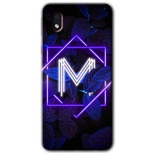 Samsung Galaxy A01 Core Kılıf Baskılı Kapak - Dark Neon Yaprak H Harfi + 5D Tam Kaplayan Cam