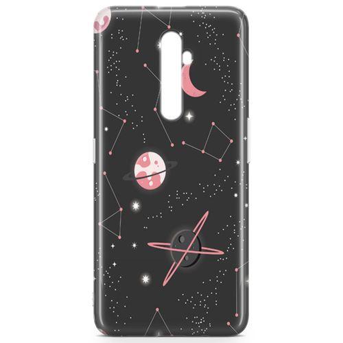 Oppo Reno2 Z 2019 Kılıf Pembe Satürn Arka Kapak Koruma Desenli Full Koruyucu