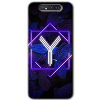 Potkal Hediye Fabrikası Samsung Galaxy A80 HD Baskılı Kılıf + 9D Tam Ekran Koruyucu - Dark Neon Yaprak Y Harfi