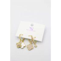 3'lü Vc Yonca Küpe - Altın