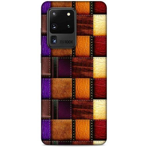 Samsung Galaxy S20 Ultra Kılıf Patchwork (44) Tough Armor Kılıf Mor Kahve