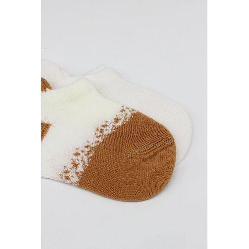 Bistyle 2'Li Penye Sneakers Çorap BS20105 Ekru Hardal