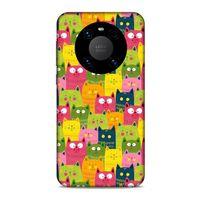 Lopard Huawei Mate 40 Pro Uyumlu Kılıf Kediler (35) Fit Design Kılıf Sarı Yeşil