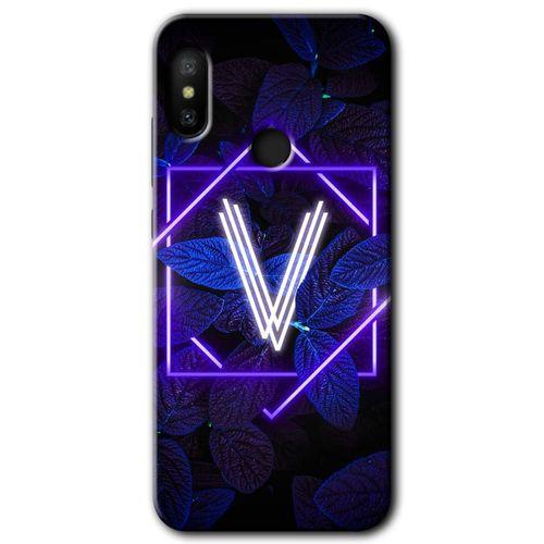 Potkal Hediye Fabrikası Xiaomi Redmi Note 6 Pro Kılıf HD Desen Baskılı Arka Kapak - Dark Neon Yaprak P Harfi