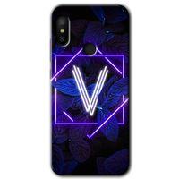 MRCİLETİSİM Xiaomi Mi A2 Lite Kılıf Baskılı Kapak - Dark Neon Yaprak V Harfi + 5D Tam Kaplayan Cam