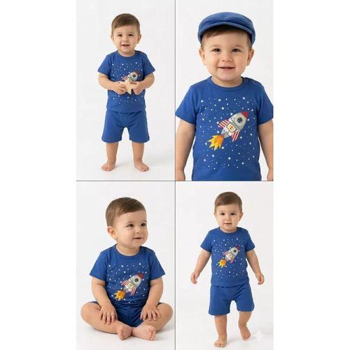 6/24 Ay Roket Baskılı 2li Bebek Takımı