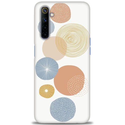 Realme 6 Kılıf HD Baskılı Kılıf - Mavi Daireler + Tam Ekran Koruyucu