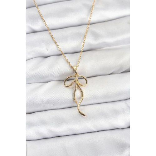 316L Çelik Zincir Gold Renk Fiyonk Model Kadın Kolye