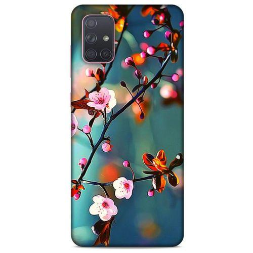 Lopard Samsung Galaxy A71 Uyumlu Kılıf Bahar (45) Liquid Air Kılıf Beyaz Pembe Çiçek