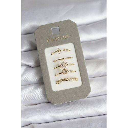 Pirinç Gold Renk 5'li Yüzük Seti