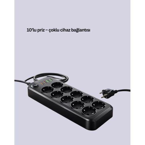 Termal Akım Korumalı Usb Type-c Girişli 10'lu Grup Priz 2500w Güç Kapasitesi