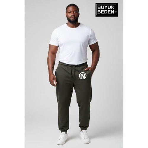 Erkek Büyük Beden N Logolu Paça Lastikli Rahat Kesim Jogger İnce Eşofman Altı SPR26BEA951-4
