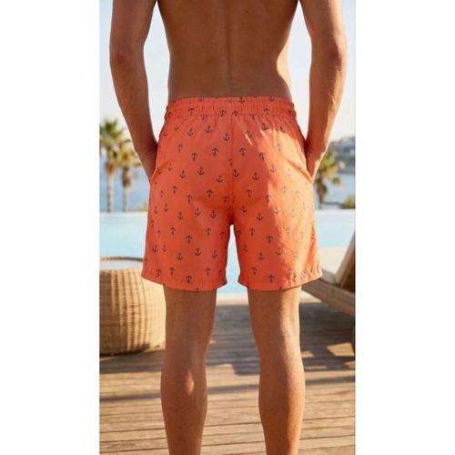 Erkek Deniz Şortu Fermuarlı Cepli File Astarlı Hızlı Kuruyan Premium - Turuncu