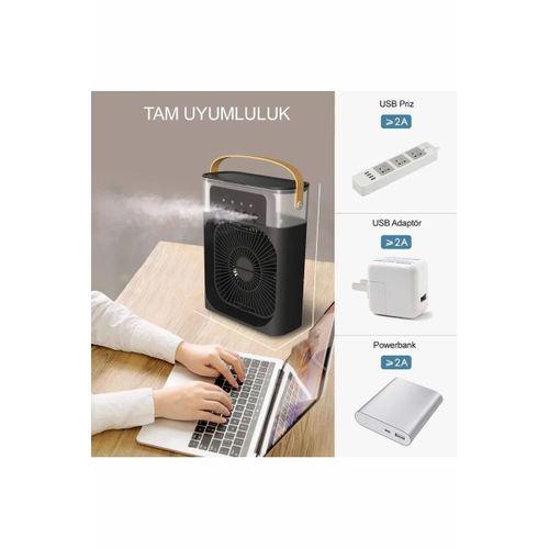 Taşınabilir Işıklı 5 Spreyli Vantilatör Buzlu Buharlı Vantilatör Mini Fan Nemlendirici