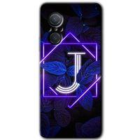 Huawei Nova 9 SE HD Baskılı Kılıf + 9D Tam Ekran Koruyucu - Dark Neon Yaprak J Harfi