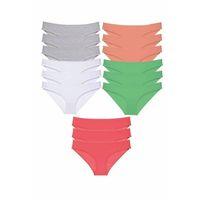 15 adet Süper Eko Set Likralı Kadın Slip Külot Gri Beyaz Pudra Yeşil Fuşya