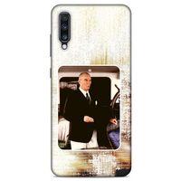 Samsung Galaxy A70s Kılıf Atatürk (24) Darbe Emici Kılıf Eskitilmiş Beyaz