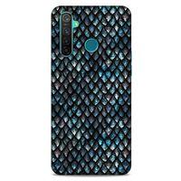 Oppo Realme 5 Pro Kılıf Dragons (10) Full Koruma Kılıfı Ejderha Skin Mavi Beyaz