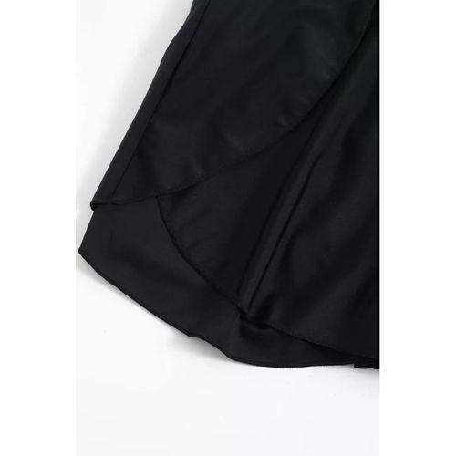 Kadın Siyah Yırtmaçlı Etek Görünümlü Şık Deniz Şortu