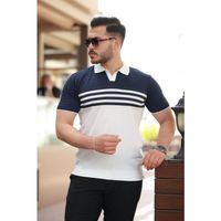 Erkek çizgi Desenli Yakalı Kısa Kollu T-shirt