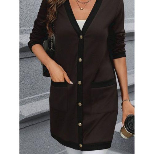 Kadın Uzun Kollu Cepli önden Düğmeli Uzun Modal Ceket Hırka