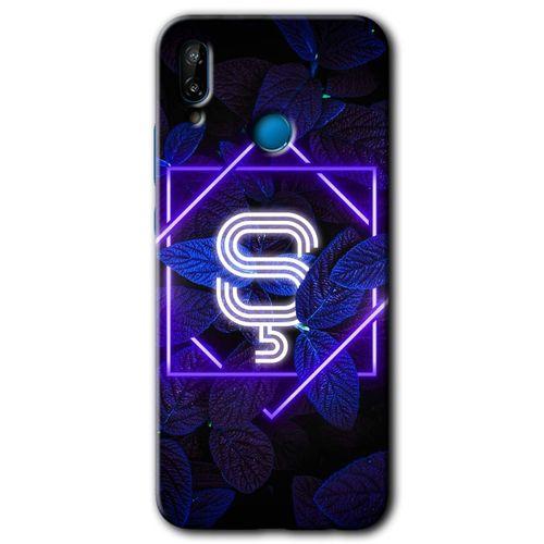 MRCİLETİSİM Huawei P20 Lite Kılıf Baskılı Kapak - Dark Neon Yaprak Ş Harfi + 5D Tam Kaplayan Cam