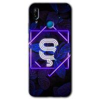 MRCİLETİSİM Huawei P20 Lite Kılıf Baskılı Kapak - Dark Neon Yaprak Ş Harfi + 5D Tam Kaplayan Cam