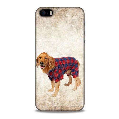 Apple Iphone 5S Kılıf Köpek Kıyafetleri (47) Crystal Flex Kılıf Golden Gömlek