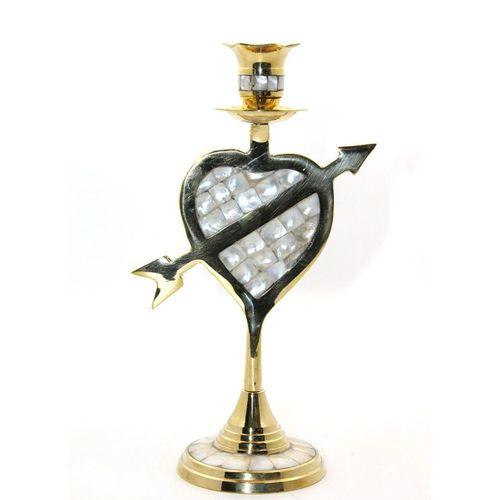 Pirinç Sedefli Tekli Şamdan 20 Cm