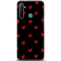 Realme C3 Kılıf HD Baskılı Kılıf - Kırmızı Kalpler + Tam Ekran Koruyucu