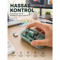 Şeffaf Tasarımlı Bluetooth Kablosuz Mouse Pilli Kullanım Yeni Nesil