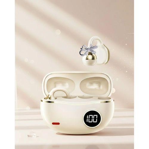 Zarif Tasarımlı Kablosuz Bluetooth Kulaklık Uzun Pil Ömrü 2 Kurdele Küpe Hediyeli