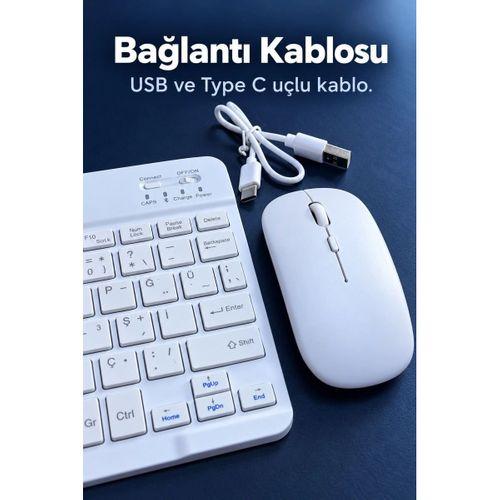 Kablosuz Klavye Mouse Seti Beyaz Türkçe Q