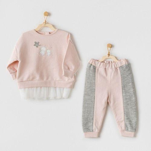 Andywawa Andywawa AC24132 Ballerina 2li Bebe Takım Pink Grey