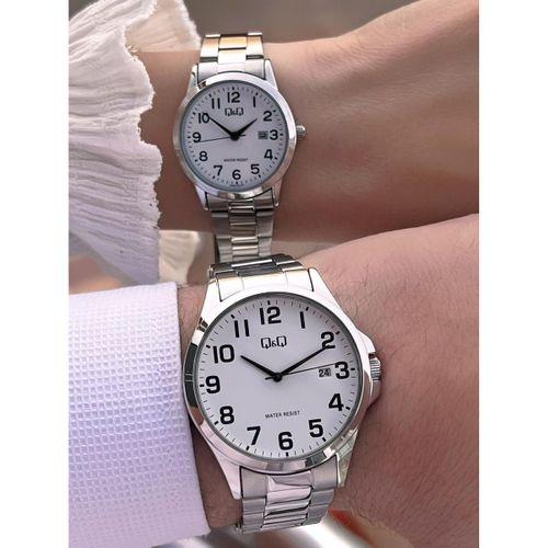 Q&Q Çelik Kordon 2 Yıl Garantili 3 Atm Suya Dayanıklı Sevgili Ve Ciftlere Özel Kol Saati QQ.CF001.1