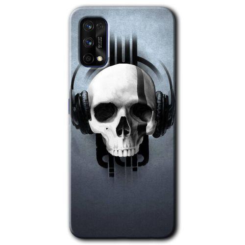 Realme 7 Pro Kılıf HD Desen Baskılı Arka Kapak + Temperli Cam - Müzik Kurukafa