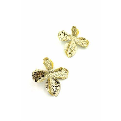 Metal Yaprak Küpe - Altın