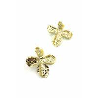 Metal Yaprak Küpe - Altın