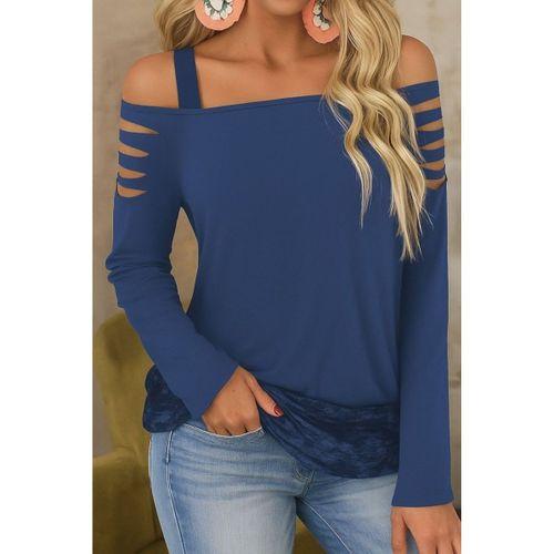 Kadın Uzun Lazer Kesik Detaylı Askılı Viskon Iki Iplik Bluz