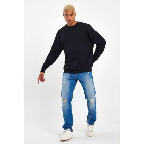 Süperlife Erkek Gri Bisiklet Yaka Ribanalı Regular Fit Sweatshirt spr26swk930