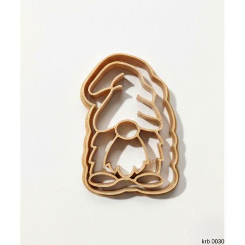 Mini Uzun Şapkalı Noel Cücesi Kurabiye Kalıbı – Küçük Boy Gnome Figürlü, Çift Parça Hamur Kesici, Şeker Hamuru ve Oyun Hamuru İçin