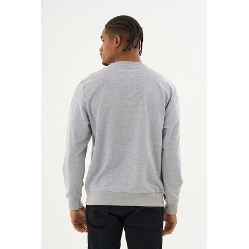 Süperlife Erkek Gri Bisiklet Yaka Ribanalı Regular Fit Sweatshirt spr26swk930