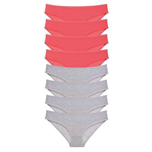 8 Adet Süper Eko Set Likralı Kadın Slip Külot Fuşya Gri